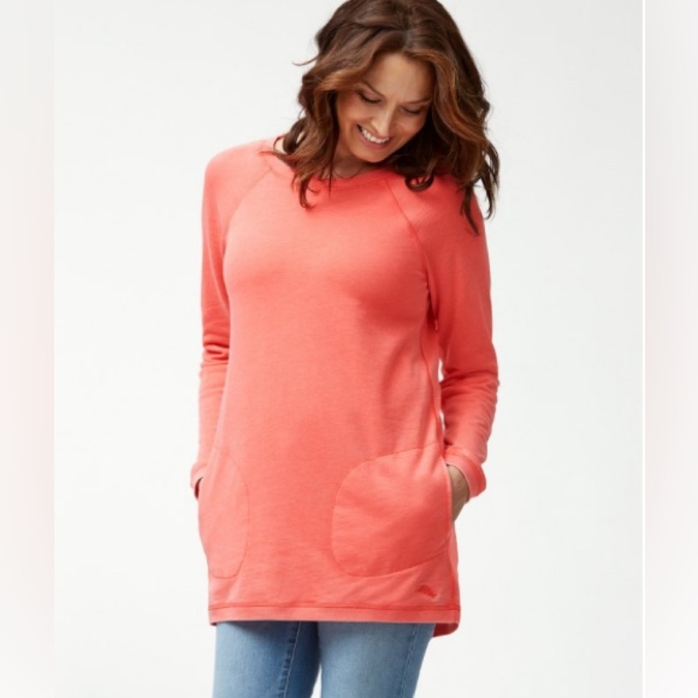 Tommy Bahama Women's XS Sea Glass Knit Crew Ribbed Long Sleeve Shirt Top Tunic